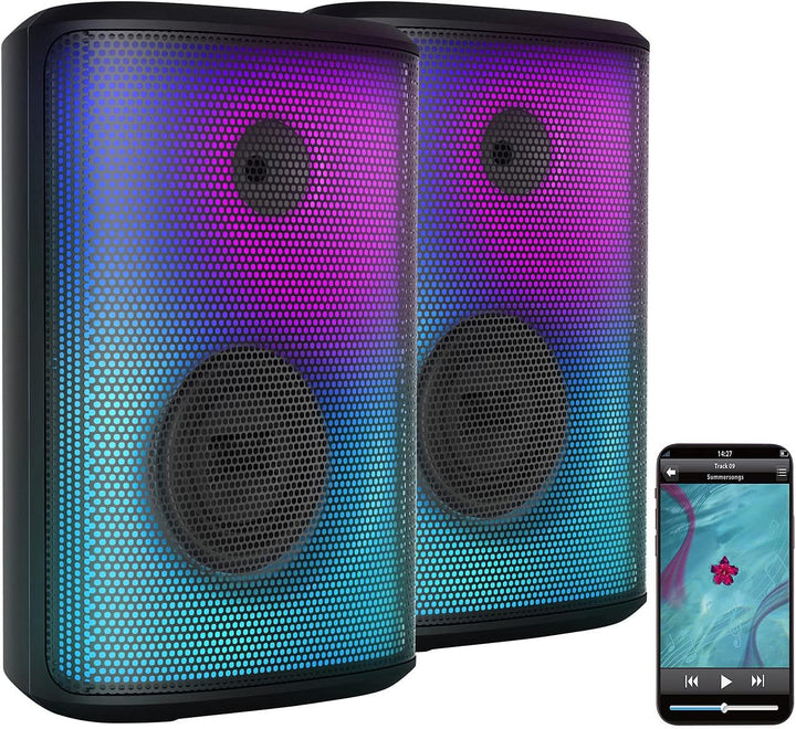 auvisio Musikbox: 2er-Set Mobile Outdoor-PA-Partyanlagen & -Bluetooth-Boomboxen, 200 W (Party Anlage