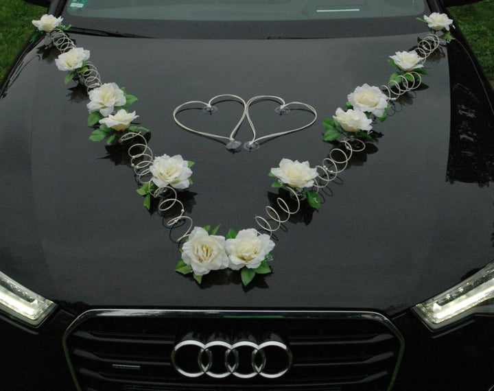 Marta Auto Schmuck Braut Paar Rose Deko Dekoration Autoschmuck Hochzeit Car Auto Wedding Deko PKW (E