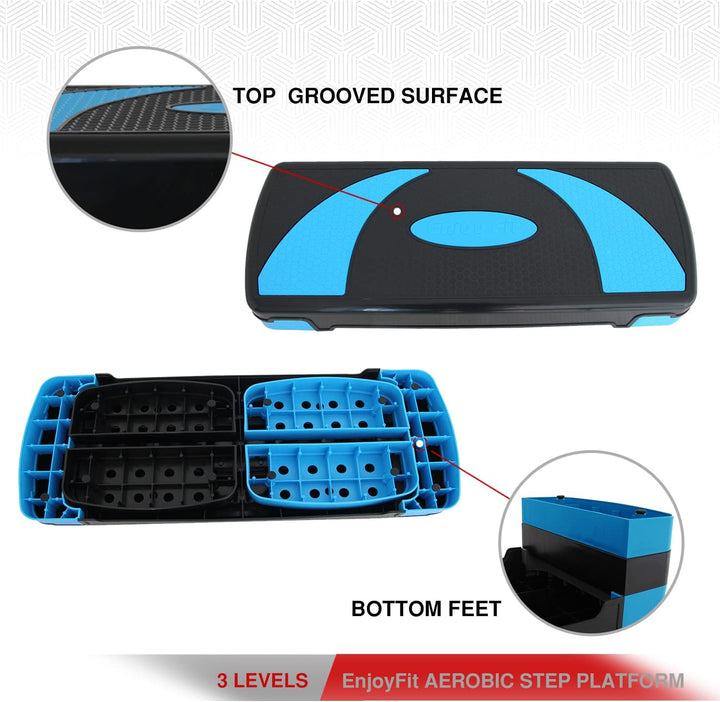 Enjoy Fit Aerobic Steppbrett XL Premium Extra Gross Inkl. 3-Fach Höhenverstellbarer Stepper, 78 x 30