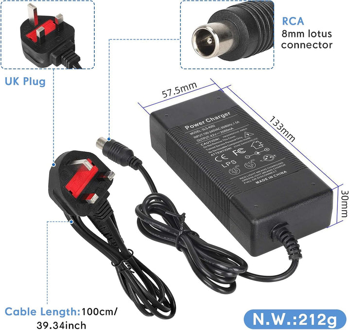 42V 2A E Scooter Ladegeräte für Xiaomi M365/Pro/Pro 2/Mi 3/1s，Hoverboard Ladekabel，36V Elektroroller