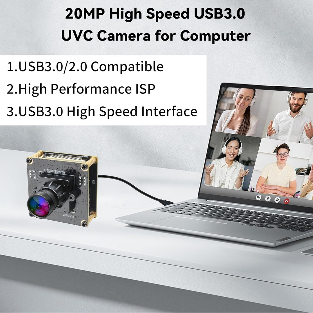 ELP 20MP USB-Kamera 4K 30fps USB 3.0 Typ-C Webcam, 3840P hochauflösende Kamera mit 95° Weitwinkelobj