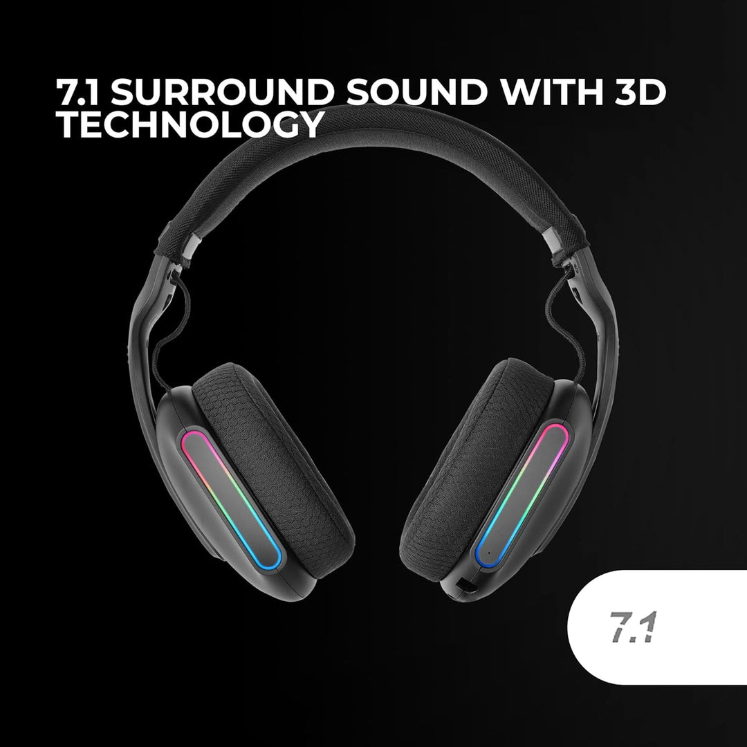 Mars Gaming MHW-PRO, Kabelloses Gaming-Headset ARGB Flow, 3D Surround Sound 7.1, Bluetooth 5.3 + 2.4