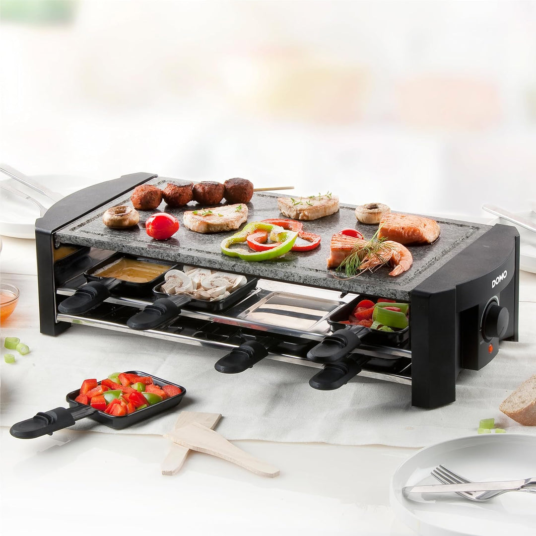 Domo DO9186G Raclette Steingrill, Petrus, Schwarz/Silber