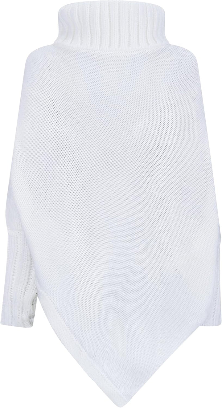 Mississhop Poncho Strick Sweatshirt Pullover Umhang Überwurf Einheitsgrösse Weiss, Einheitsgrösse We