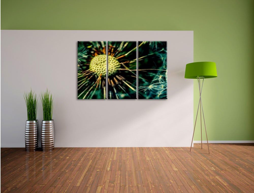 Pixxprint Pusteblume als Leinwandbild/Grösse: 3 Teilig (120x80 cm) cm/Wandbild/Kunstdruck/fertig bes