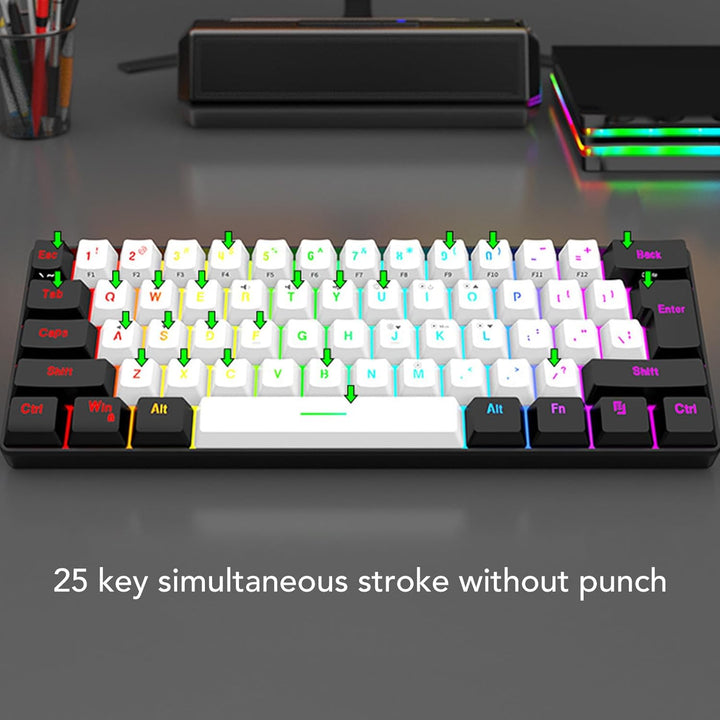 Denash Gaming-Tastatur- und Maus-Kombination, USB-C-Kabel-Tastatur-Maus, Mehrfarbiges Mechanisches T