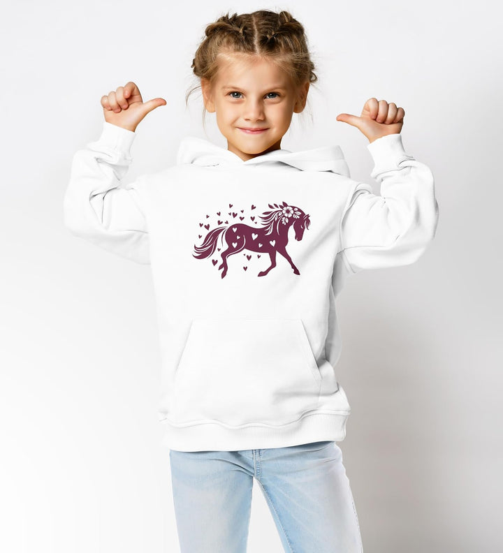 SpecialMe® Kinder Hoodie Mädchen Pferde Herzen Motiv Mädchengeschenke mit Pferde Herzchen Print Pfer