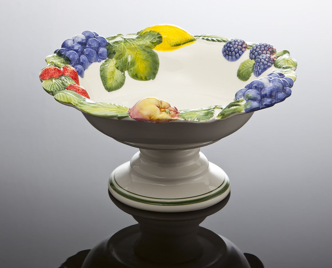 Bassano italienische Keramik mediterrane Obstschale mit Fuss, Etagere 31x16
