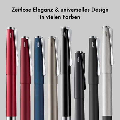 LAMY studio Tintenroller 367 - Rollpen aus Edelstahl in der Farbe Imperial-Blau mit hochglänzendem v