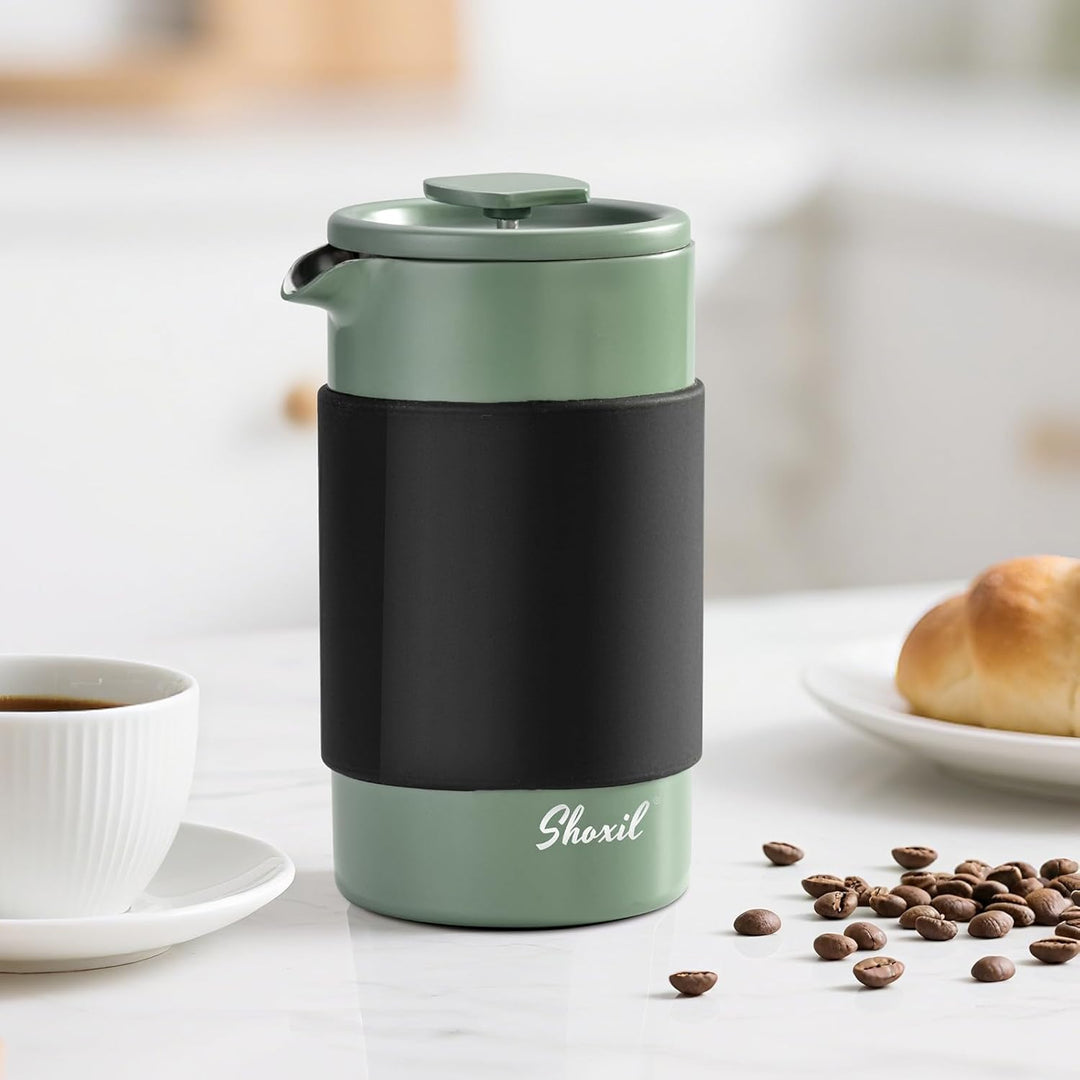 French Press – 350 ml Kaffeepresse aus Edelstahl, 2 Tassen Kaffeebereiter für gemahlenen Kaffee, tra