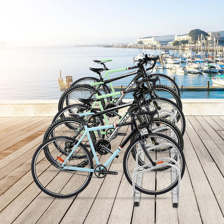 COSTWAY Fahrradständer Standparker Bodenständer Aufstellständer mit 4/5/6 Fahrrad Stellplätze, Mehrf