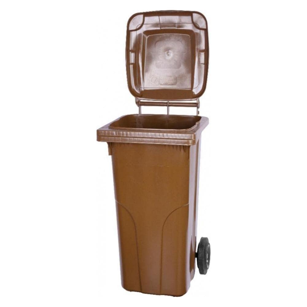 PROREGAL SuperSparSet 2x 2-Rad-Mülltonne MGB | HDPE-Kunststoff | 120 Liter | Braun | Mülltonne, Müll