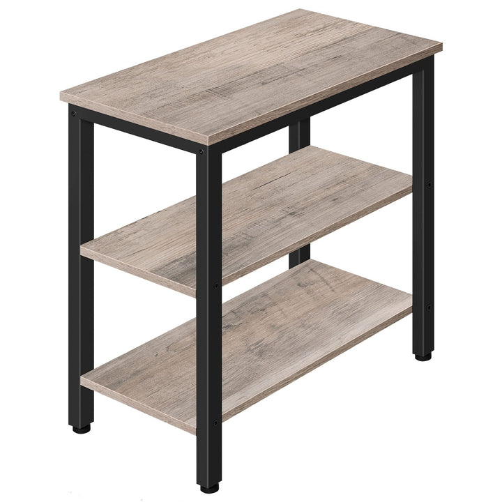 HOOBRO Beistelltisch, Nachttisch mit 3 Ablage, Sofatisch Industriestil, Nachtschrank, Schlafzimmer,