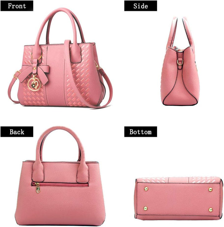 Handtaschen für Damen Mode Damen PU Leder Top Handle Satchel Umhängetaschen Hell-pink, Hell-pink