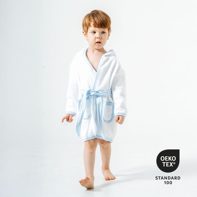 Baby Bademantel mit süssem Giraffenmotiv – Kapuzenbademantel aus 100% Baumwolle – Weich, saugfähig &