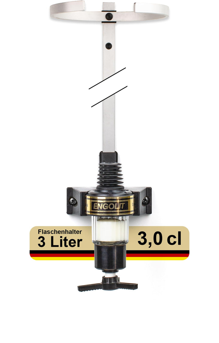 ENGOLIT 3-Liter-Flaschenhalter (inkl. 3,0 cl Drehkreuz-Dosierer) für Lange/grosse Flaschen ab 40 cm