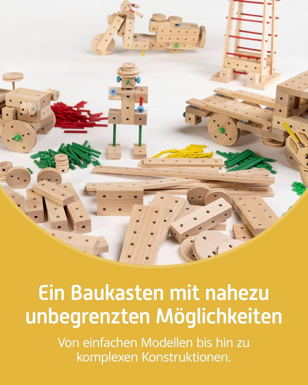 Matador 11717 E717 Baukasten, holzfarben, ab 5 Jahren , bunt Single, Single