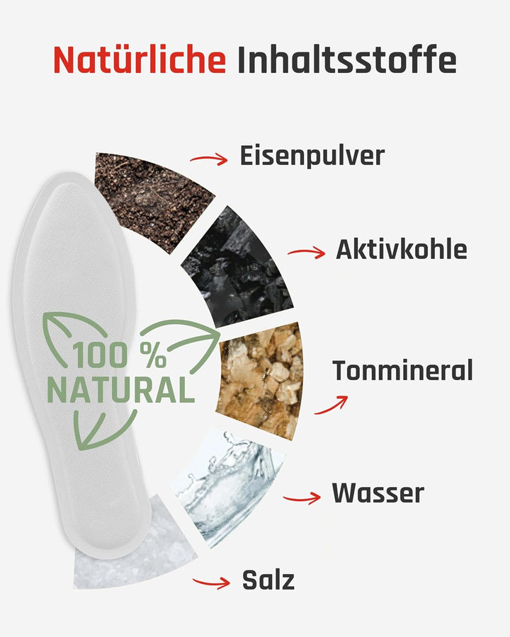 TerraTherm Wärmesohlen für Schuhe - 5, 10 oder 30 Paar - Sohlenwärmer, 100% natürliche Wärme, Fusswä
