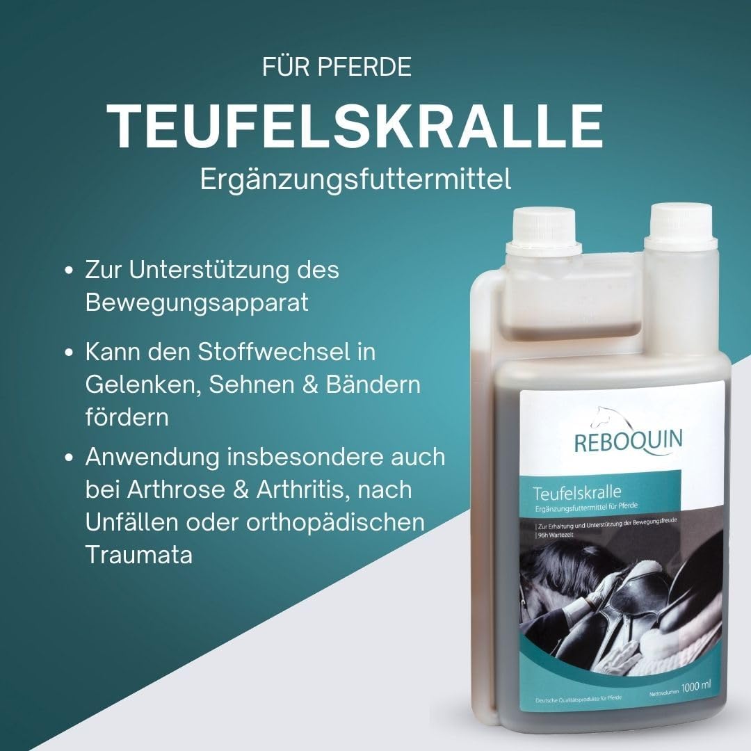Rebopharm ReboQuin Teufelskralle 1 Liter | Gelenkgesundheit bei Pferden | Arthrose Entzündung Schwel