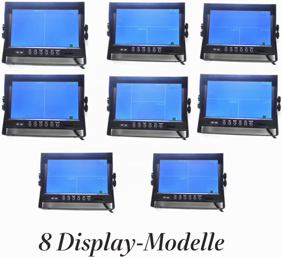 Pardarsey 9" TFT LCD Auto Rückansicht Quad Split Monitor, Fernbedienung, 4-Kanal 4-PIN Stecker Video