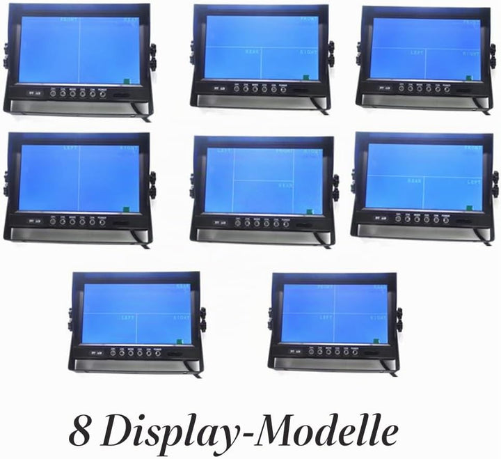 Pardarsey 9" TFT LCD Auto Rückansicht Quad Split Monitor, Fernbedienung, 4-Kanal 4-PIN Stecker Video