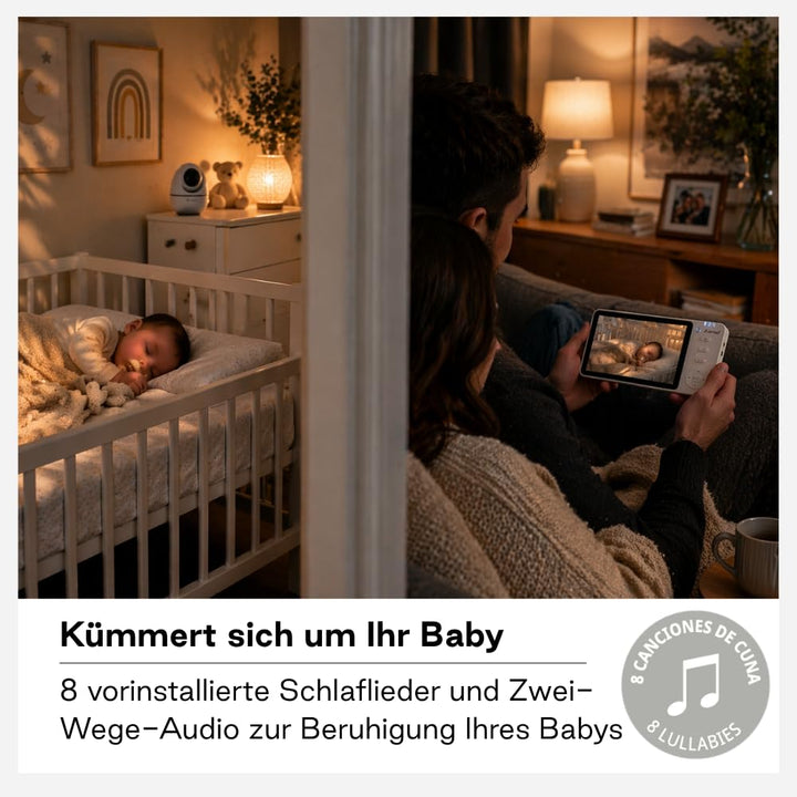Jané Eye Pro Baby-Monitor, Babyphone mit rotierender Kamera, motorisierter Neigung, 12,7-cm-Bildschi