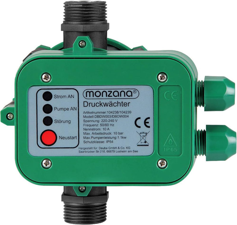 MONZANA® Druckschalter Wasserpumpe ohne Kabel 10 Bar Trockenlaufschutz Pumpensteuerung Hauswasserwer