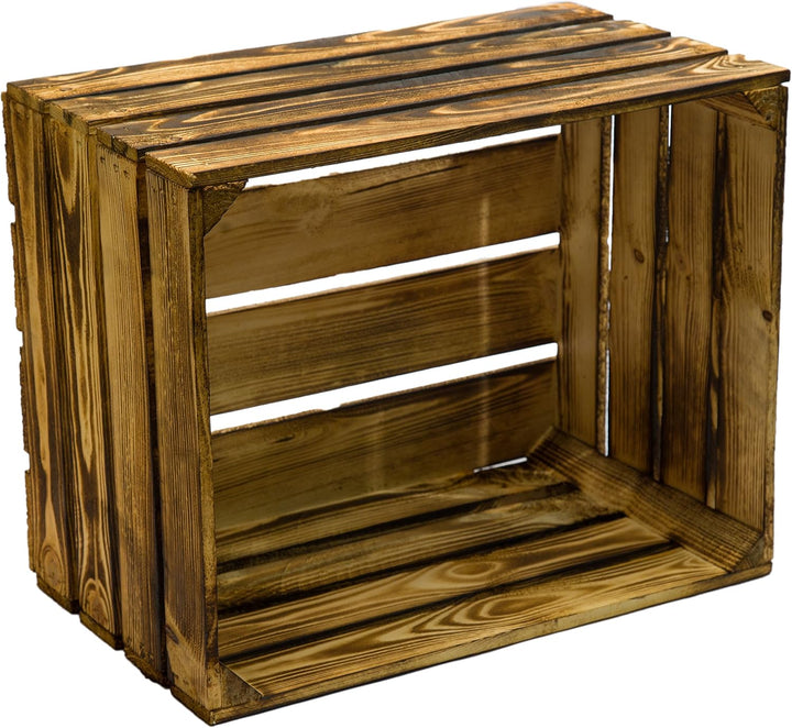 4er Set Massive Obstkiste Apfelkiste Weinkiste aus dem Alten Land ca 50 x 40 x 30 cm (GEFLAMMT), Gef