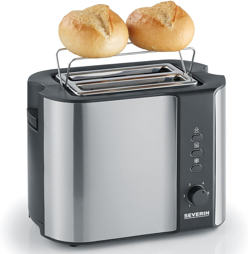 SEVERIN Automatik-Toaster, Toaster mit Brötchenaufsatz, hochwertiger Edelstahl Toaster zum Toasten,