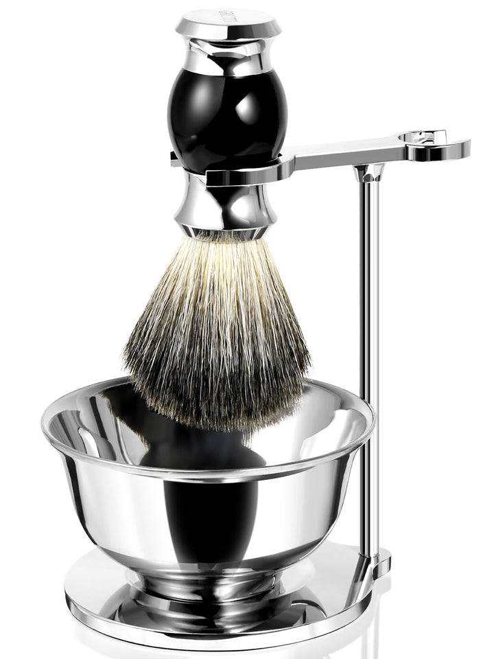 GRUTTI Rasierset, Badger Brush Soap Bowl und Rasierständer für Herrengeschenke,Rasiererhalter für He