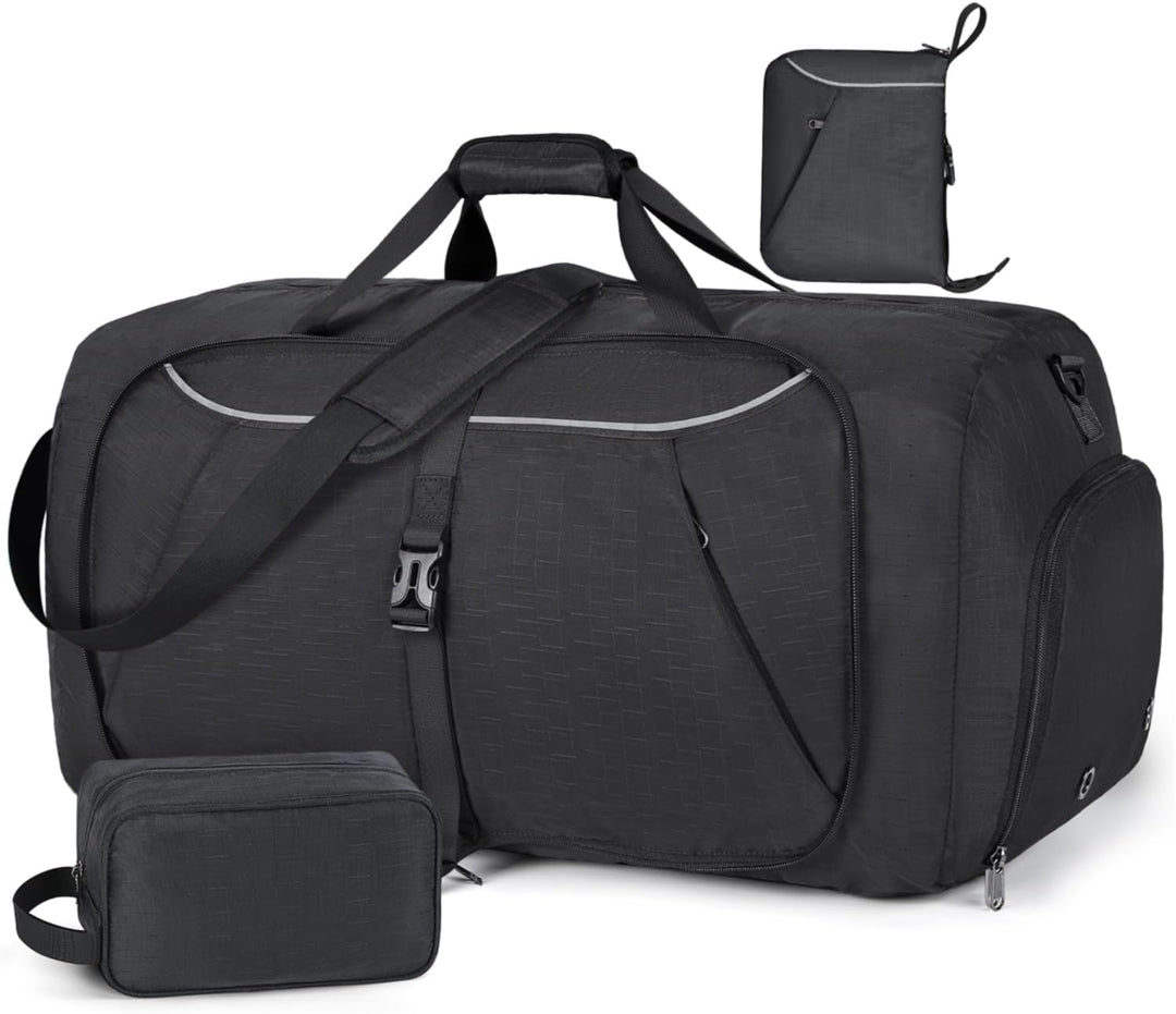Faltbare Reisetasche 65L 80L 100L Grosse Leichte Sporttasche mit Schuhfach für Herren Damen Weekende