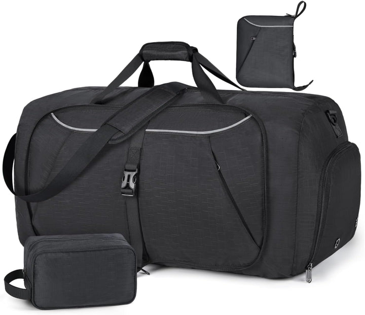 Faltbare Reisetasche 65L 80L 100L Grosse Leichte Sporttasche mit Schuhfach für Herren Damen Weekende