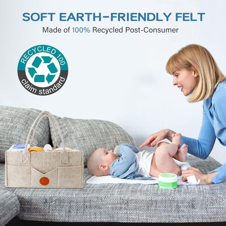 Maliton Wickeltisch Organizer，Baby Windel Caddy Newborn Essentials ，Robuster Tragbarer Filztasche, B