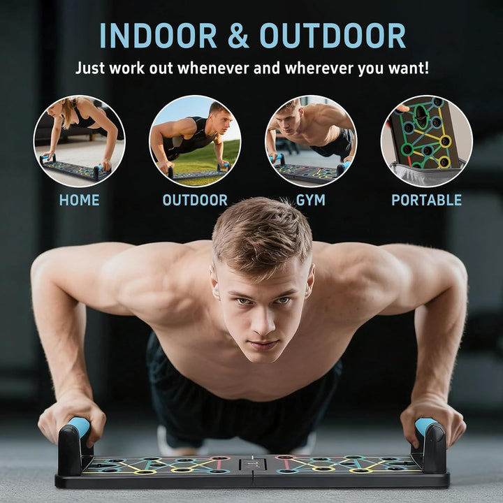 Liegestütz-Werkzeug, Push-Up-Griff, klappbares Push-Up-Board mit 2 Zugseilen, 41 kombinierte Positio