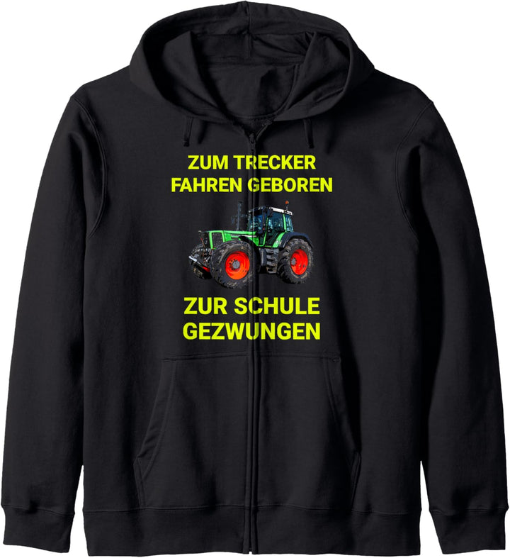 Landwirtschaft Trecker Traktor fahren Bauer Kind Schule Kapuzenjacke