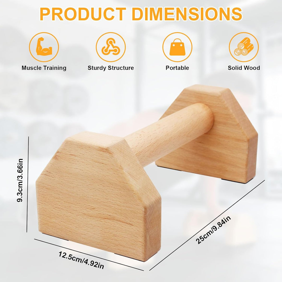 Liegestützgriffe 25cm Holz Parallettes Calisthenics Bar | 2 Stück Push Up Bars für Handstand, Lieges