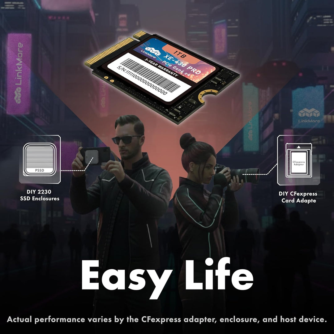 LinkMore XE-430 PRO 1TB M.2 2230 NVMe SSD, PCIe Gen4 x4 / PCIe 4.0 internes Solid State Drive, Speic