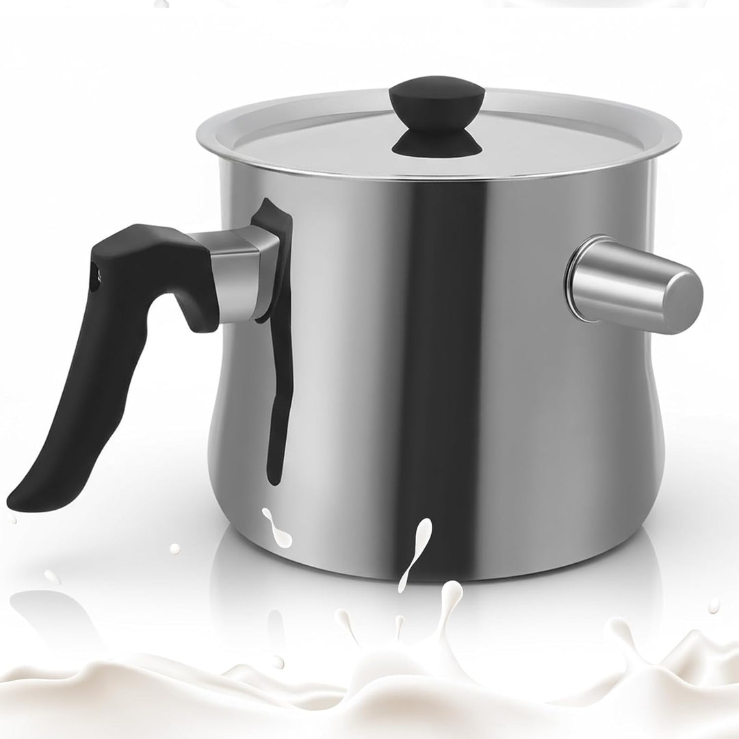 1.5l Milchtopf Induktion, Milchtopf Doppelwandig Mit Ausgiesser Und Rutschfester, Simmertopf Kochtop