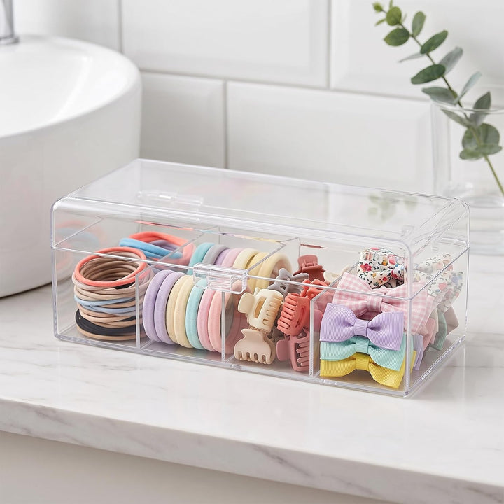 JessLab Haarschmuck Organizer für Mädchen, Acryl-behälter mit Fächern für Haargummis, Spangen und Sc