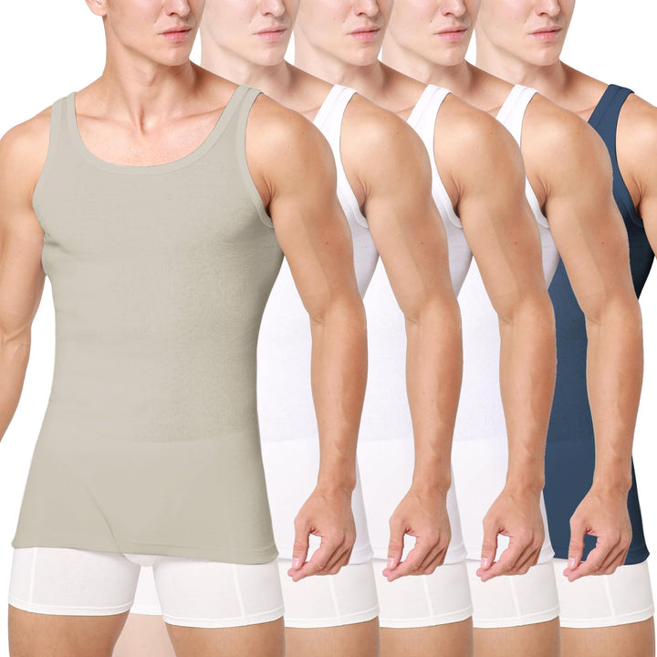 Unterhemd Herren 3/5er Pack Tank Top Baumwolle Männer Schwarz Weiss Mehrfarbig XL 3x Weiss + 1x Mari