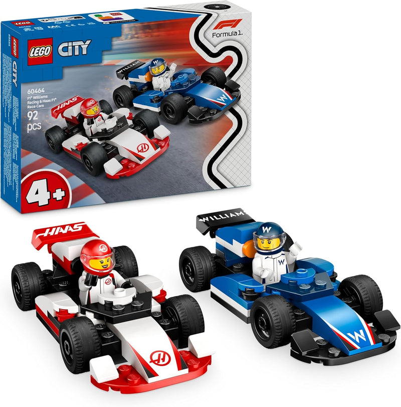 LEGO City F1 Williams Racing und Haas F1 Rennautos - Formel 1 Spielzeug mit baubaren Autos und 2 Ren