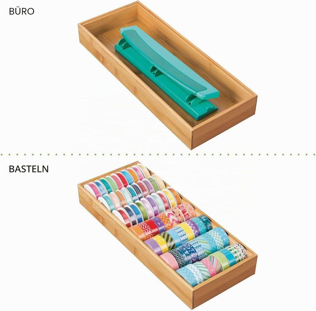mDesign Aufbewahrungsbox für den Schreibtisch – vielseitige Schubladenbox aus Holz – stapelbarer Sch