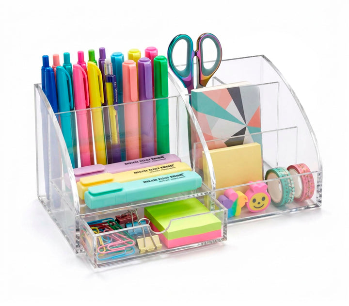 Osco AD01 Schreibtisch-Organizer aus klarem Acryl, Clear Acrylic Clear Acrylic Single, Clear Acrylic