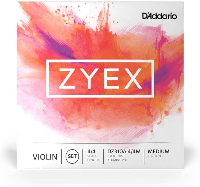 D'Addario DZ310S-4/4M Zyex Violinen Saitensatz synthetische Faser 4/4 Medium Medium Tension Silver D