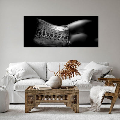 Wandbilder Dekoration Wohnzimmer Weiblicher Körper Leder Korsett Frau Bilder auf Leinwand 120x50cm L