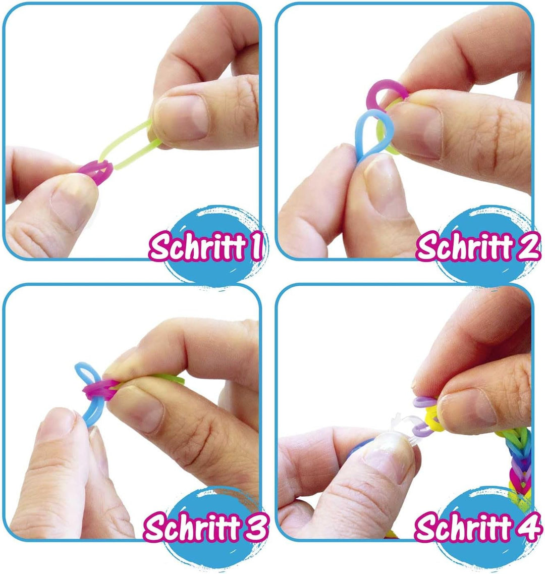 CRAZE LOOPS BAG 100 XXL Set - Loom Bänder 24x 100 Foilbag & 120 Verschlüsse, Farbmix, 100% hautfreun