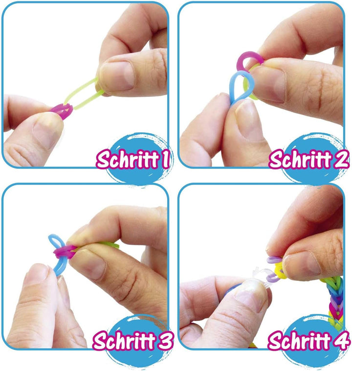CRAZE LOOPS BAG 100 XXL Set - Loom Bänder 24x 100 Foilbag & 120 Verschlüsse, Farbmix, 100% hautfreun