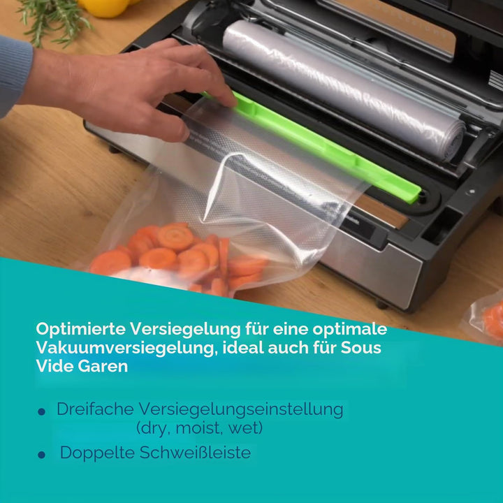 Laica VT3120 Vakuumiergerät, Vakumierer, Schwarz, Edelstahl, 40x12.2x20.6 Einzeln Single, Einzeln Si