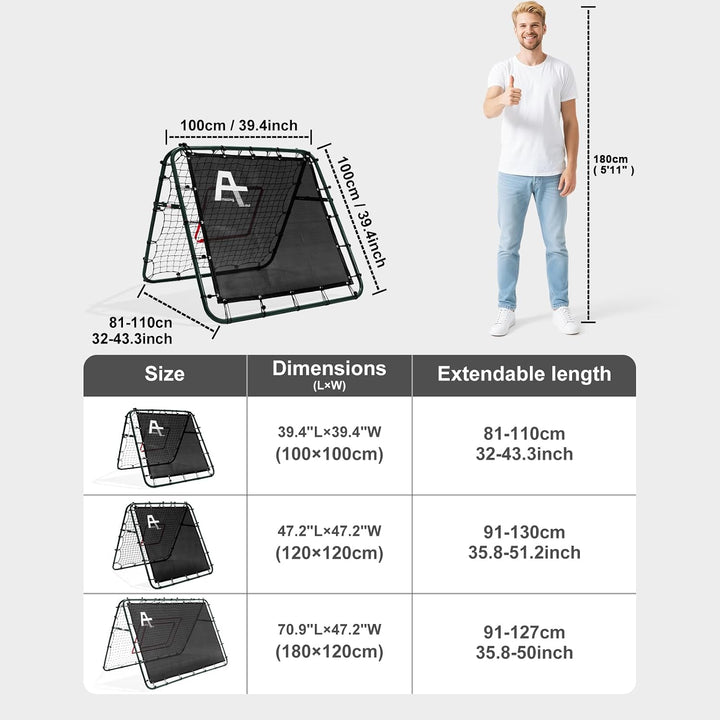Doppelseitige Rebounder Net Fussball Training Ausrüstung, 100/120/180cm, Fussball Tor Kickback Ziel