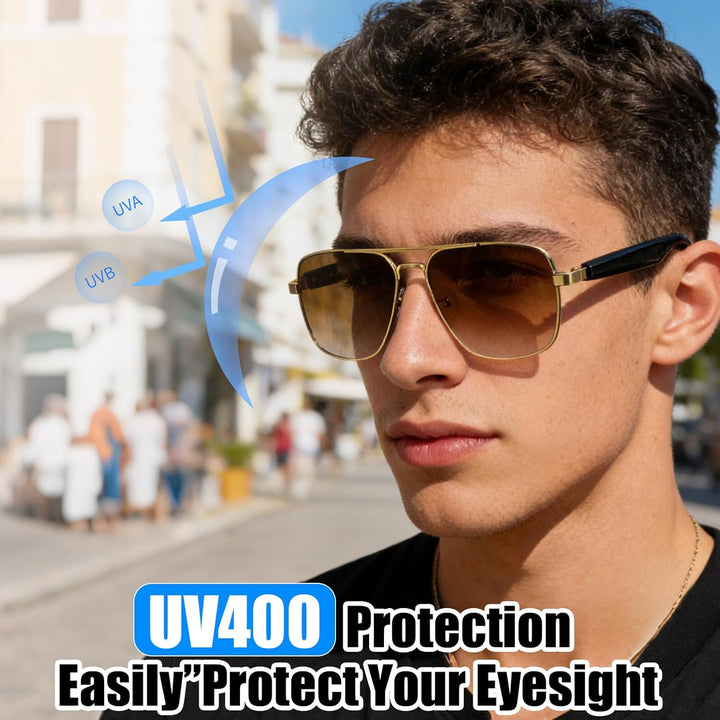 Bluetooth Audio Sonnenbrille mit UV400 Polarisationsgläsern, Open-Ear-Lautsprechern & Mikrofon,Smart